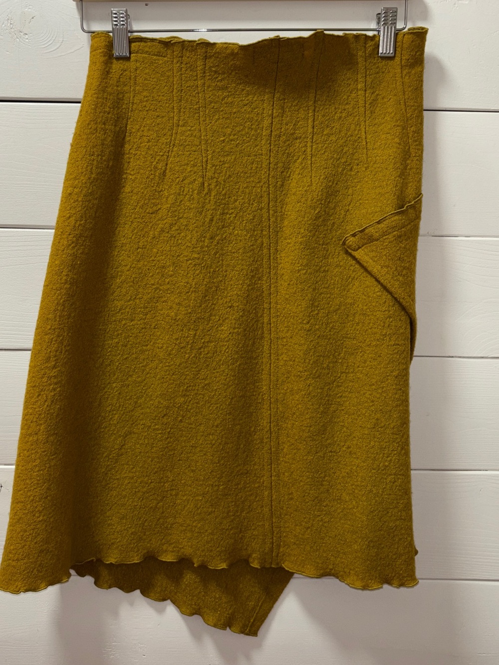 Carmen G Montréal Asymmetrical Wool Blend Skirt – Mustard – Size M/M – Made in - Picture 4 of 9